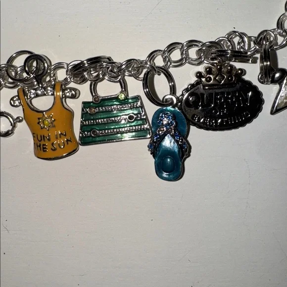 “Queen of Everything” Silver Tone Charm Bracelet with Colorful Charms - Picture 2 of 4